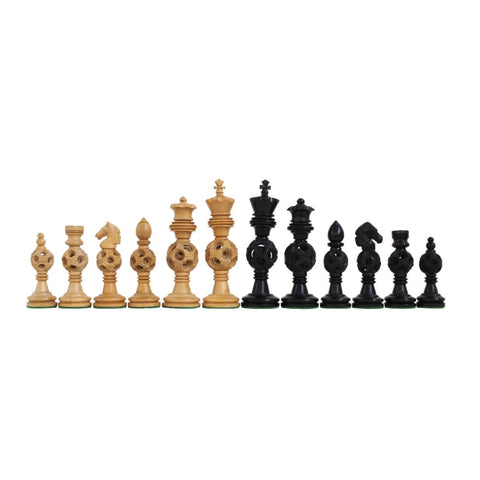 Ebony-Style Hand-Carved Wooden Chess Pieces Set, King 12.5cm, Made in Italy