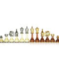 Italian Handcrafted Chess Pieces Set, Metal & Wood, Gold/Silver, King 10 cm