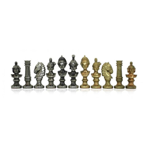 Roman Metal Chess Pieces Set, Gold & Silver Plated, Handmade, Italy, King 9.8 cm