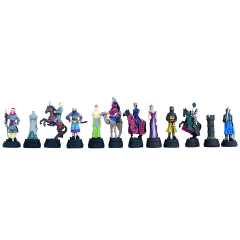 Hand-Painted Pewter Chess Set: Crusaders vs Saracens, Italian, 12.5cm King