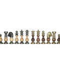 Handmade Brass & Wood Chess Pieces Set, Gold/Silver Plated, King 7.5 cm, Italy