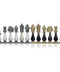 Italian Metal & Wood Chess Pieces Set, Handmade, Gold/Silver, 10.3cm King