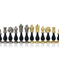 Handcrafted Italian Metal & Wood Chess Pieces, Gold Silver Plated