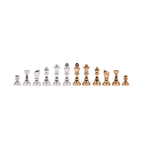 Brass Gold & Silver Plated Chess Pieces, Classic, Handcrafted, Italy, 5.5cm King