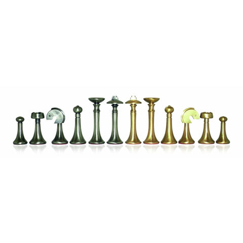 Modern Brass Chess Pieces Set, Gold & Silver, Handmade in Italy, King 6.8cm