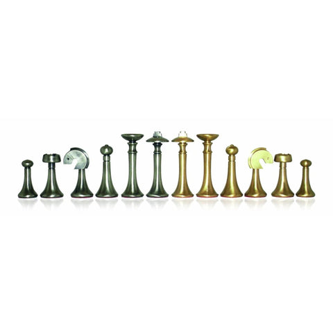 Modern Brass Chess Pieces Set, Gold & Silver, Handmade in Italy, King 6.8cm