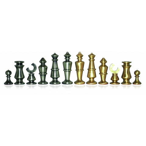 Modern Brass Chess Pieces Set, Gold & Silver Plated, Handcrafted, 7.3cm King