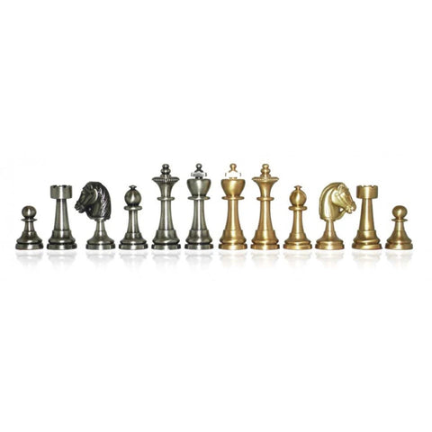 Classic Brass Chess Pieces, Handmade, Gold & Silver Plated, Made in Italy