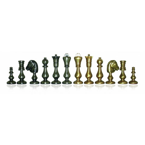 Handmade Brass Chess Pieces, Classic, Gold & Silver Plated, King 7.5 cm, Italy