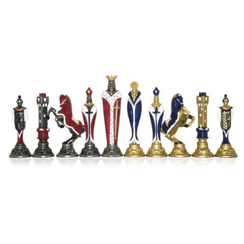 Renaissance Hand-Painted Metal Chess Pieces, Gold/Silver Plated, King 13.8cm