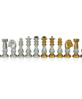 French Style Brass & Wood Chess Pieces, Gold/Silver Plated, Italy, Handmade