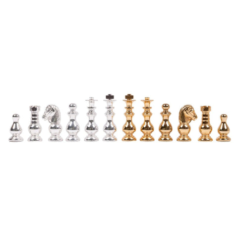 Gold & Silver Plated Brass Chess Pieces Set, French Style, Made in Italy