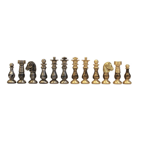 French Style Brass & Wood Chess Pieces, Handmade, Gold/Silver Plated, Italy