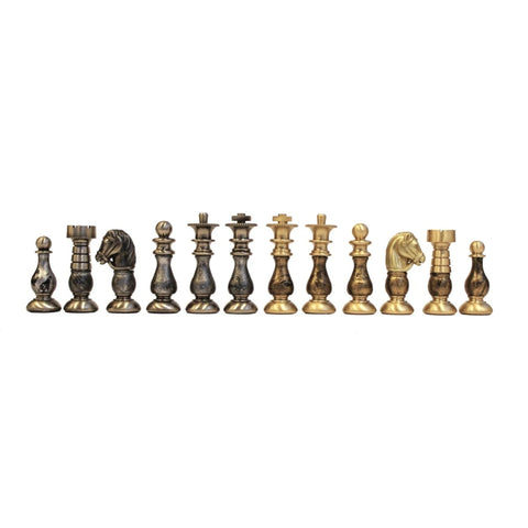 French Style Brass & Wood Chess Pieces, Handmade, Gold/Silver Plated, Italy