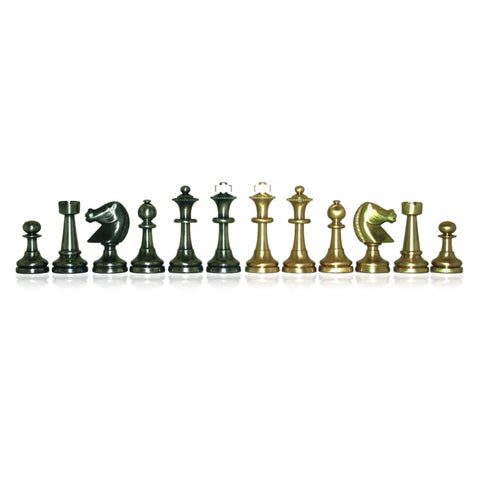 Handmade Italian Brass Chess Pieces, Gold & Silver Plated, King 7.3 cm