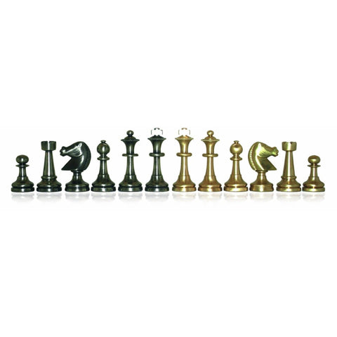 Handmade Italian Brass Chess Pieces, Gold & Silver Plated, King 7.3 cm