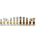 French Style Brass & Wood Chess Pieces, Handmade, Gold/Silver Plated