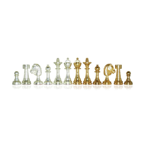 Handmade Brass Chess Pieces, Gold & Silver Plated, Classic, 7cm King, Italy