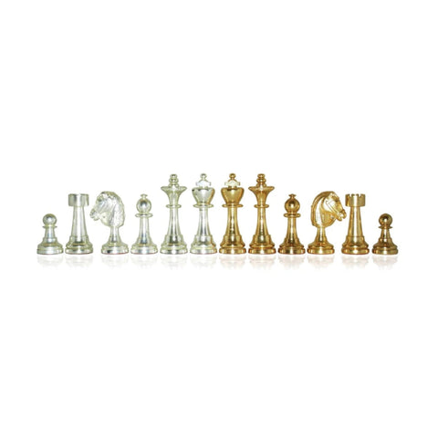 Handmade Brass Chess Pieces, Gold & Silver Plated, Classic, 7cm King, Italy