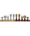 Persian Brass & Wood Chess Pieces Set, Handmade, Gold/Silver Plated, 9cm King