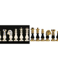 French Brass & Wood Chess Pieces Set, Gold/Silver Plated, King 7.5cm, Italy