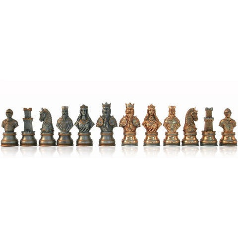 Medieval Pewter Chess Pieces, Gold & Silver Plated, King 9cm, Made in Italy