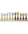 Classic Brass & Wood Chess Pieces, Gold/Silver Plated, 10cm King, Italy