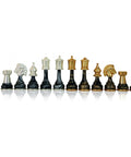 Persian Brass & Wood Chess Pieces, Gold/Silver Plated, 9cm King, Italian
