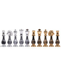 Handmade Brass & Wood Chess Pieces Set, Gold/Silver Plated, Italian, King 10cm