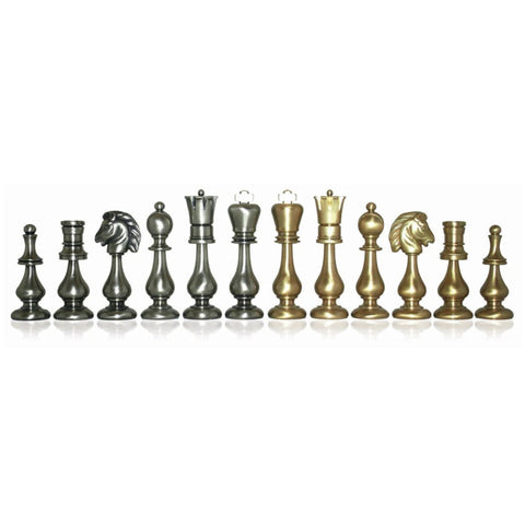 Large Luxury Brass Chess Pieces, Gold & Silver Plated, Made in Italy, 9.7cm King