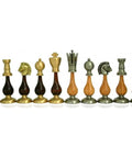 Luxury XL Brass & Wood Chess Pieces, Italian, Gold/Silver Plated, 21cm King