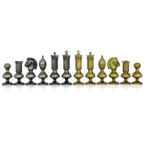 Luxury Italian Brass Chess Pieces Set, Gold & Silver Plated, 15cm King, Handmade