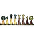 Oversized Brass & Wood Chess Pieces, Handmade, Gold/Silver Plated, Italian
