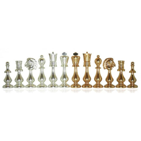 Large Luxury Brass Chess Pieces, Handcrafted, Gold & Silver Plated, Italy
