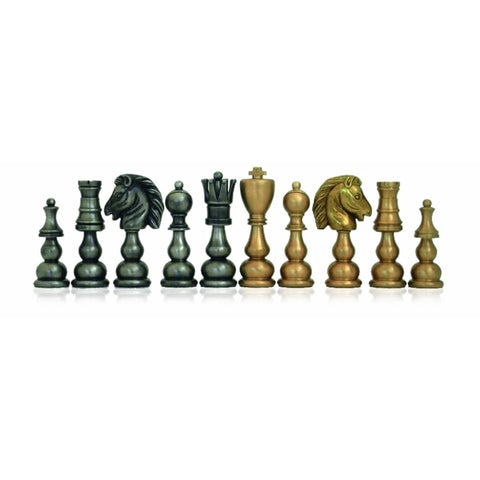 Large Luxury Brass Chess Pieces, Handcrafted, Gold/Silver Plated, Made in Italy