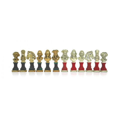 French Bust Historical Chess Pieces, Hand-Painted Resin, 12cm King, Italy