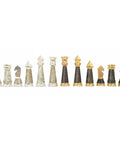 Modern Brass & Wood Chess Pieces Set, Handmade, Italy, 11cm King Gold/Silver