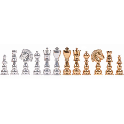 Large Brass Chess Pieces, Handcrafted, Gold & Silver Plated, 11.5cm King, Italy