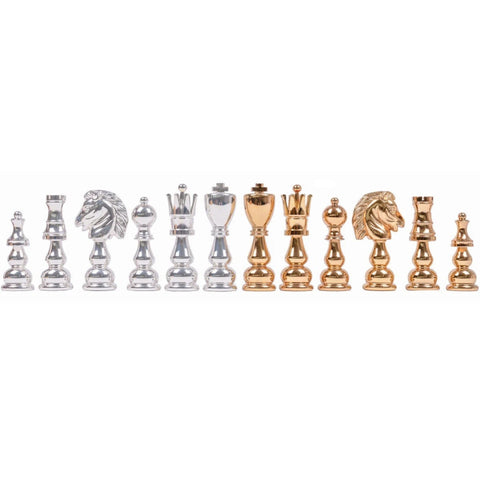 Large Brass Chess Pieces, Handcrafted, Gold & Silver Plated, 11.5cm King, Italy