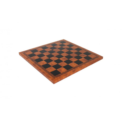Elegant Faux Leather Chess Board, Brown/Black, 33x33 cm, Handmade in Italy