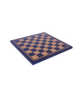 Gold & Blue Vegan Leather Chess Board, Handmade, 33cm, Italy