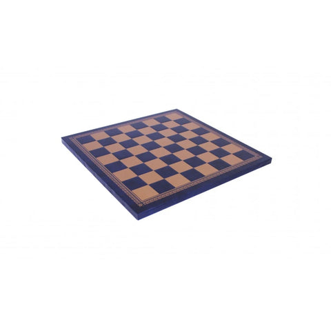 Gold & Blue Vegan Leather Chess Board, Handmade, 33cm, 3.5cm Squares, Italy