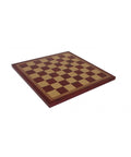 Gold & Burgundy Faux Leather Chess Board 33cm, Italian, Handmade