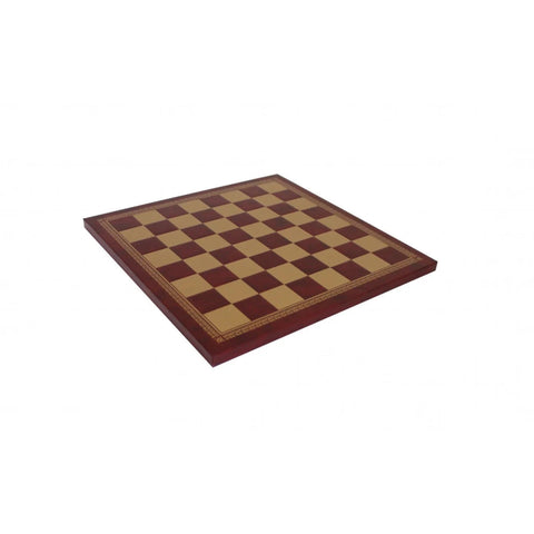 Gold & Burgundy Faux Leather Chess Board 33cm, 3.5cm Squares, Italian, Handmade