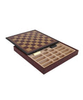 Gold Burgundy Faux Leather Chess Board with Storage, 28cm, Handmade in Italy