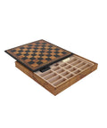 Faux Leather Chess Board with Vintage Map, Storage, 28cm, Handmade Italy