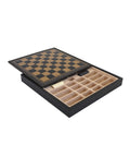 Gold Black Faux Leather Chess Board with Storage, 28cm, Handmade in Italy