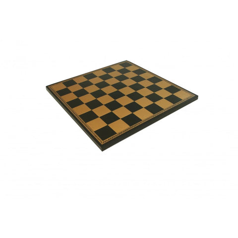 Elegant Gold & Black Faux Leather Chess Board 40x40 cm, Handmade in Italy