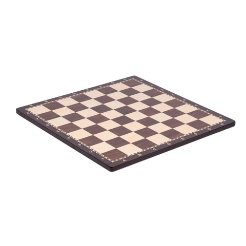 Walnut Style Wooden Chess Board with Coordinates, 50x50 cm, Made in Italy