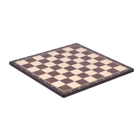 Walnut Style Wooden Chess Board with Coordinates, 50x50 cm, Made in Italy